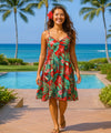 Pull-Over Hibiscus Short Hawaiian Dress Red