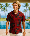 Tapa Men's Short Sleeves Cotton Aloha Shirt Black