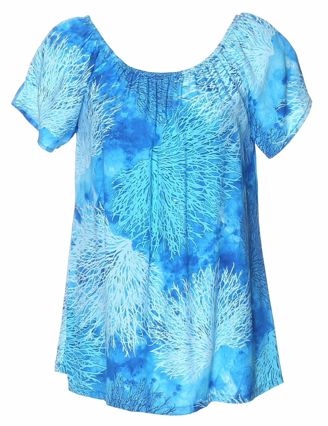 Off-Shoulder Hawaiian Peasant Blouse Island Reef