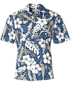 Cotton Vintage Men's Aloha Shirt Navy