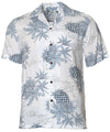 White Rayon Pineapples Island Aloha Shirt