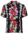Orchid Plumeria Panel Rayon Aloha Shirt