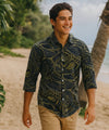 3/4 Sleeves Tribal Hawaiian Shirt Black