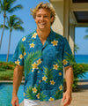 Plumeria Cotton Men's Hawaiian Shirt Slate