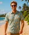 Tropical Island Button Up Men's Aloha Shirt Navy