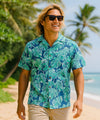Short Sleeves Hawaiian Resort Cotton Men's Shirt Navy