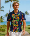 Birds of Paradise Panel Hawaiian Shirt Navy