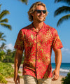 Tahiti Tiare Soft Rayon Aloha Shirt Red
