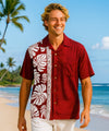 Prince Kuhio Burgundy Rayon Hawaiian Shirt Burgundy
