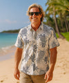 Button-Up Collar Pineapples Dress Aloha Shirt Cream
