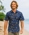 Men's Cotton Pineapples Button-Up Aloha Shirt Navy