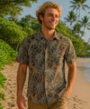 Button-Up Resort Pineapples Aloha Shirt Brown