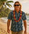 Button-Up Resort Pineapples Aloha Shirt Navy