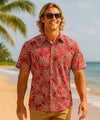 Button-Up Resort Pineapples Aloha Shirt Red