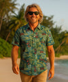 Button-Up Collar Ocean Treasures Aloha Shirt Blue