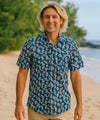 Button Up Dress Pineapples Hawaiian Shirt Navy