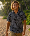 Big And Tall Rayon Relax Fit Aloha Shirt Black