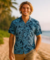 Big And Tall Rayon Relax Fit Aloha Shirt Turquoise