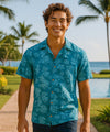 100% Rayon Ohia Men's Shirt Turquoise