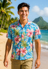 Hibiscus Men's Rayon Hawaiian Aloha Shirt Jade