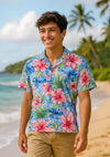 Hibiscus Men's Rayon Hawaiian Aloha Shirt Peri