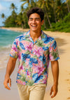 Hibiscus Men's Rayon Hawaiian Aloha Shirt Pink