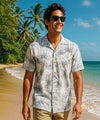 Short Sleeves Palms Relaxed Fit Rayon Men's Aloha Shirt Ash