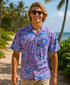 Scenic Rayon Hawaiian Palm Aloha Shirt Lilac