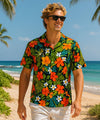 Mauka Makai Short Sleeves Men Aloha Shirt Black