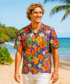 Mauka Makai Short Sleeves Men Aloha Shirt Purple