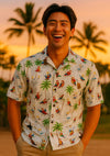 Short Sleeve Birds in Paradise Men's Hawaiian Shirt White