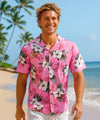 Hibiscus Paradise Rayon Men's Aloha Shirt Pink