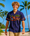 Surfer Woody One Stop Hawaiian Border Shirt Dark Purple