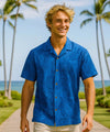 Short Sleeves Cotton poplin Pineapple Aloha Shirt Navy