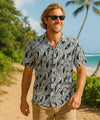 Short Sleeve Cotton Poplin Honu Aloha Shirt Black
