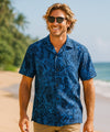 Short Sleeves Tribal Pineapple Hawaiian Shirt Blue