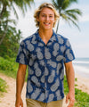 Sweet Pineapple Short Sleeves Aloha Shirt Navy