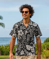 Tribal Hibiscus Hawaiian Shirts Black