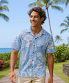 Tribal Hibiscus Hawaiian Shirts Blue