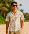 Short Sleeves Seashells Cotton Poplin Aloha Shirt Cream