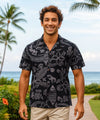 Tribal Polynesian Cotton Hawaiian Shirt Black