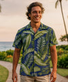Palm Cotton Poplin Men's Hawaiian Shirt Marine