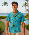 Hawaiian Islands Men's Aloha Shirt Aqua