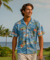 Tropical Paradise Cotton Poplin Men's Aloha Shirt Navy