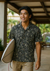 Cotton Poplin Paradise Aloha Shirt Black