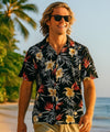 Short Sleeves Orchids Men's Aloha Shirt Black