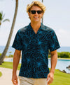 Rayon Poplin Relaxed Fit Hibiscus Hawaiian Shirt  Teal