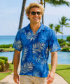 Short Sleeves Aloha Palm Shirt Navy
