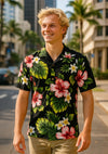 Hibiscus Short Sleeves Relax Fit Aloha Shirt Black