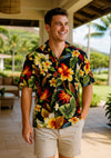 Rayon Paradise Relax Fit Aloha Shirt Black